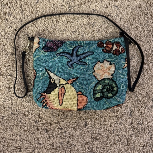 Handcrafted Tapestry Ocean Fish Two Zipper Purse - Picture 8 of 11